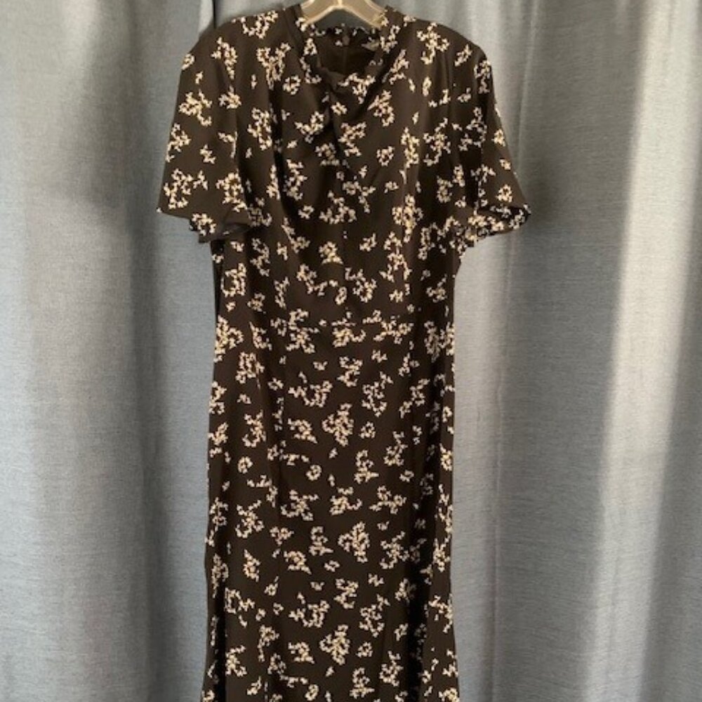 FRENCH CONNECTION Ansa Bruna Crepe Twist Neck Dress in Utility Blue Multi